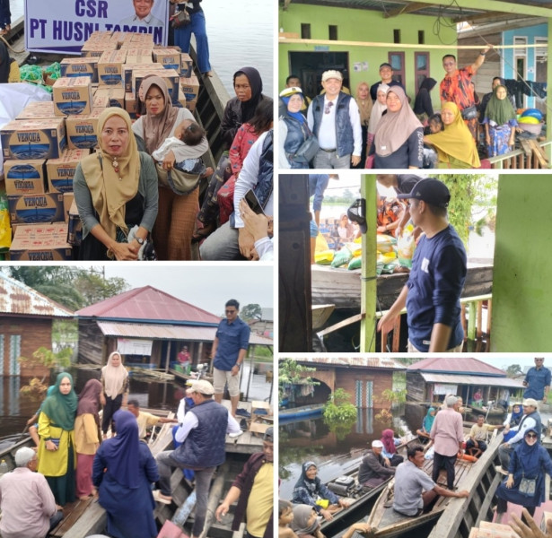 Husni Thamrin Susuri  Sungai Kampar Salurkan Bantuan Sembako untuk Lima Desa Terdampak Banjir
