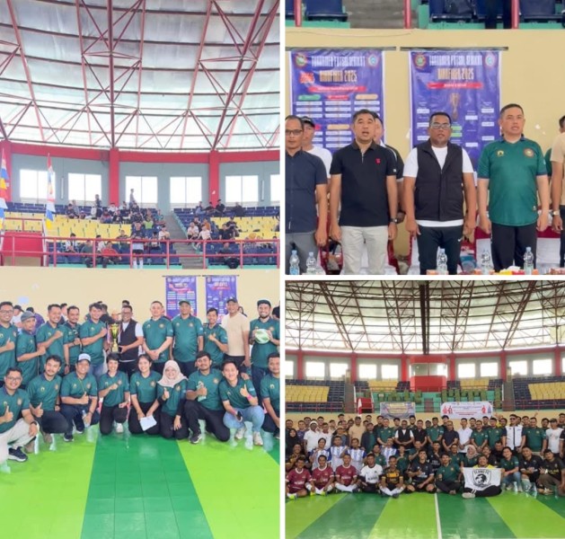 Bupati Pelalawan H. Zukri yang didampingi Kapolres Pelalawan AKBP Afrizal Asri SIK, secara resmi membuka Turnamen Futsal Piala Bergilir Serikat Riau Fiber Tahun 2025