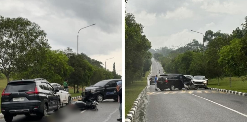 Tabrakan Beruntun Terjadi Dijalan Menuju Townsite I Komplek RAPP, Pengendara Roda Dua Terlindas Mobil