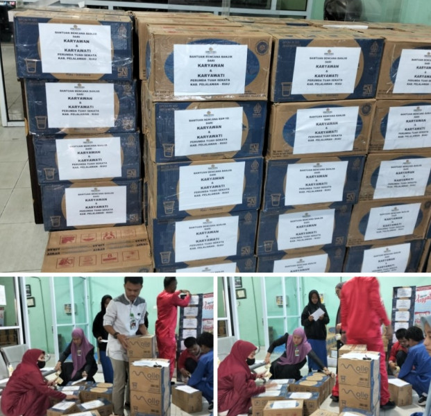 sangat menyentuh hati semua pegawai BUMD tuah sekata sisihkan gaji dan salurkan bantuan air minum dan minyak, tuk korban banjir