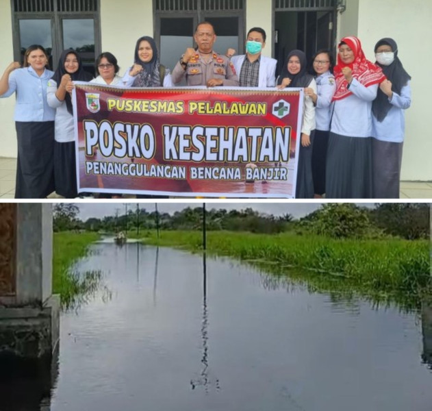 Puskesmas Kecamatan Pelalawan Di Kepung Banjir, Kapolsubsektor Pelalawan Jadikan Asrama Polri Tempat Pelayanan Kesehatan