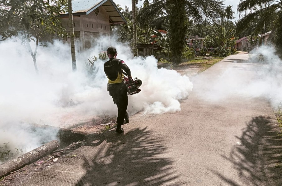 Cegah Penyebaran DBD PT Pelita Agung Agrindustri Melaksanakan Fogging di Kelurahan Pelintung
