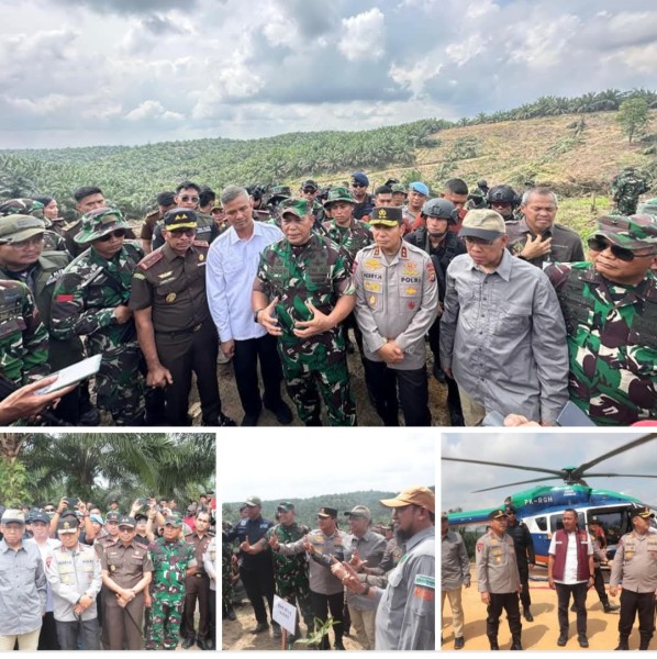 Kapolda Riau dan Tim PKH menyaksikan Pemusnahan Lahan Ilegal di Kawasan Hutan TNTN Pelalawan