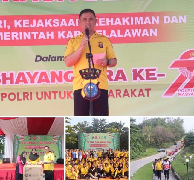 TNI-Polri dan Pemerintah Pelalawan Gelar Olahraga Bersama Dalam Rangka HUT Bhayangkara Ke-79