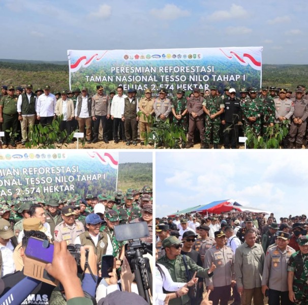 Menteri Kehutanan RI Tanam Pohon Simbolis di Pemulihan Kawasan TNTN, kabupaten Pelalawan