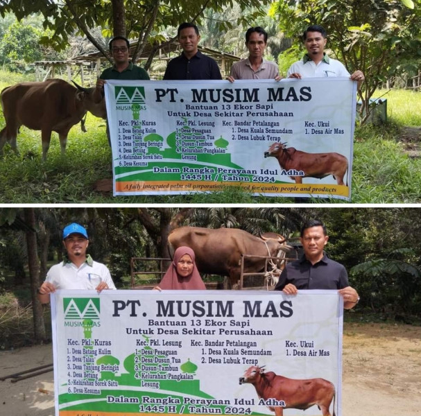 Kebahagiaan di Momen Hari Raya Idhul Adha, PT Musim Mas salurkan 13 ekor Hewan Qurban