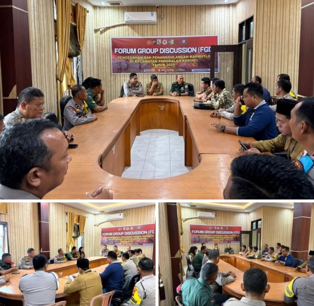 Kapolsek Pangkalan Kerinci AKP Rizkyan Tatit Hanafi STK., SIK,hadiri langsung Fokus Group Discussion (FGD) pencegahan dan penanganan Karhutla