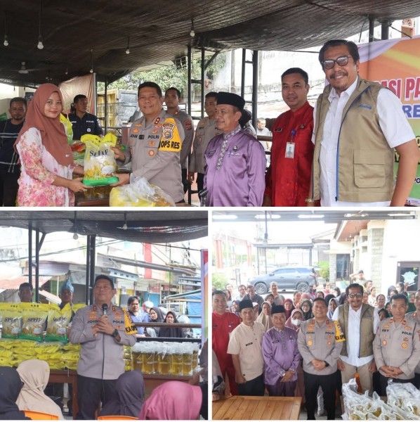 Polres Pelalawan menggelar Operasi Pasar Murah: Warga Pelalawan Antusias Belanja Bahan Pangan