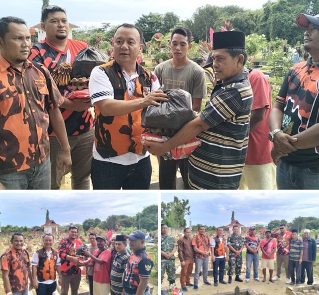 Jasa Penggali Kubur Kurang Di Perhatikan,MPC Pemuda Pancasila Pelalawan Bagikan Sembako