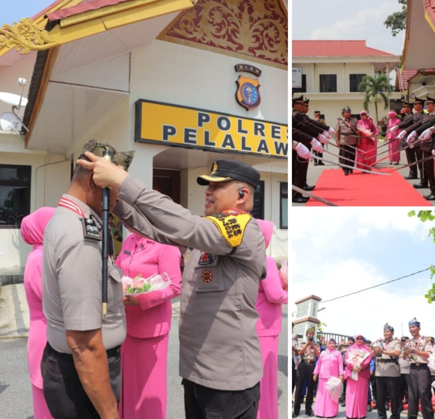 Kapolres Pelalawan Pimpin Pelepasan Purna Bakti dan Pengantar Tugas Personel Polres Pelalawan
