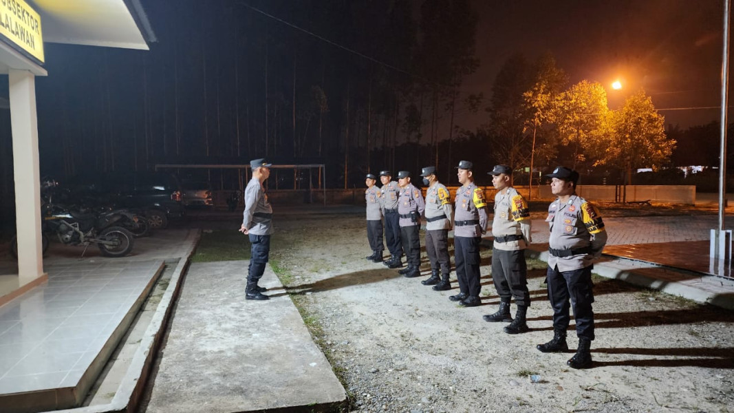 Polsubsektor Pelalawan menggelar apel kesiapan pengamanan malam takbiran Hari Raya Idulfitri 1444 Hijriah tahun 2023