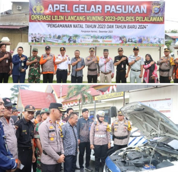 Apel Gelar Pasukan Operasi Lilin Lancang kuning 2023. Polres Pelalawan Berjalan Lancar