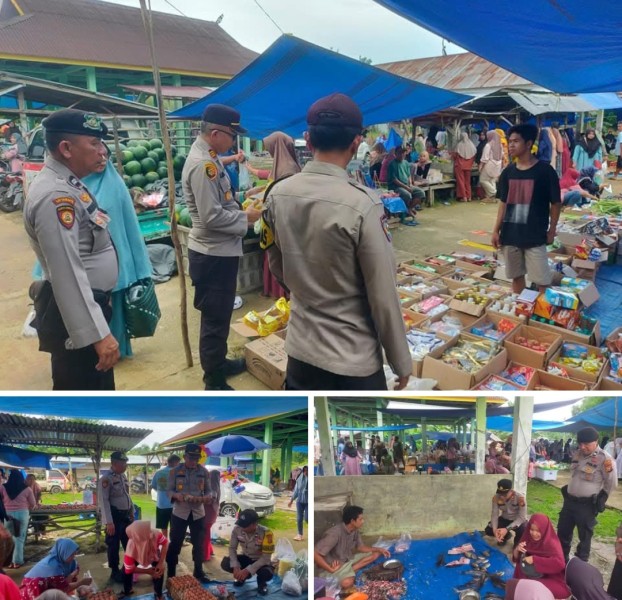 Kapolsek Pangkalan Lesung Patroli Pasar Jelang Hari Raya Idul Fitri