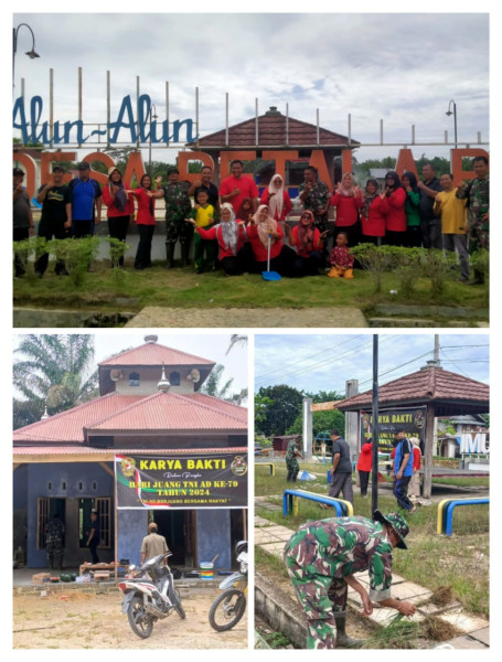 Sambut Hari Juang TNI AD Ke- 79, Gelar Gotong Royong Bersama Desa petala Bumi
