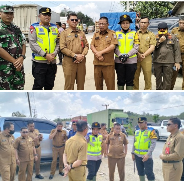 Pemda dan Polres Pelalawan Tinjau Lokasi Pasca Banjir Serta Rencanakan Perbaiki Jalan Berlubang