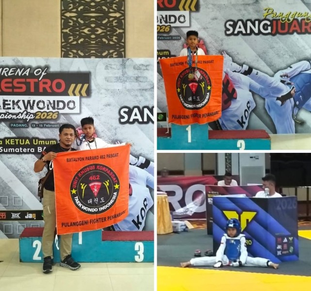 Waldan Abdillah Rafif, atlet muda potensial binaan prajurit Batalyon Komando (Yonko) 462 Pasgat, sukses menorehkan tinta emas pada Kejuaraan Nasional Taekwondo