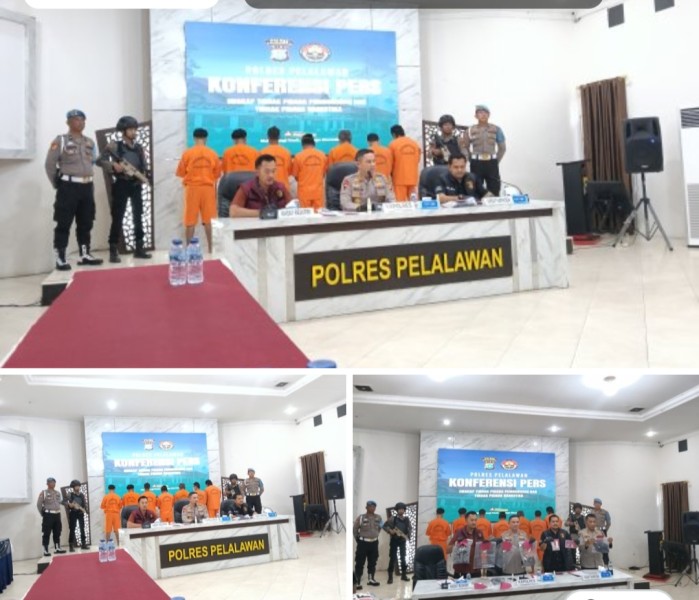 Polres Pelalawan Reales Pengungkapan Tindak Pidana Pembunuhan dan Pelaku Pengedar Narkotika Di Kecamatan Langgam