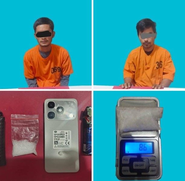 2,Orang Pengedar Narkoba berhasil diringkus  Tim Opsnal Sat Narkoba Polres Pelalawan