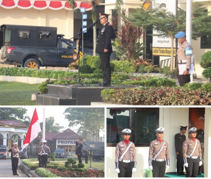 WAKA POLRES PELALAWAN PIMPIN JADI INSPEKTUR UPACARA PERINGATI HARI KEMERDEKAAN RI KE-80