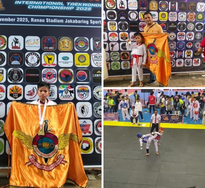 Atlet Muda Binaan Prajurit 462 Pasgat, Waldan Abdillah Rafif, Raih Medali Emas di Ajang Internasional Palembang