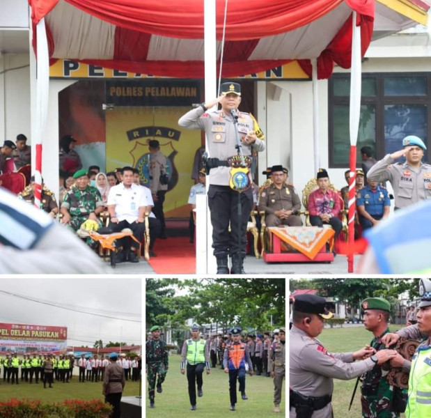 Polres Pelalawan Gelar Apel Pasukan Operasi Ketupat  Lancang Kuning 2024 Pengamanan Idul Fitri 1445H