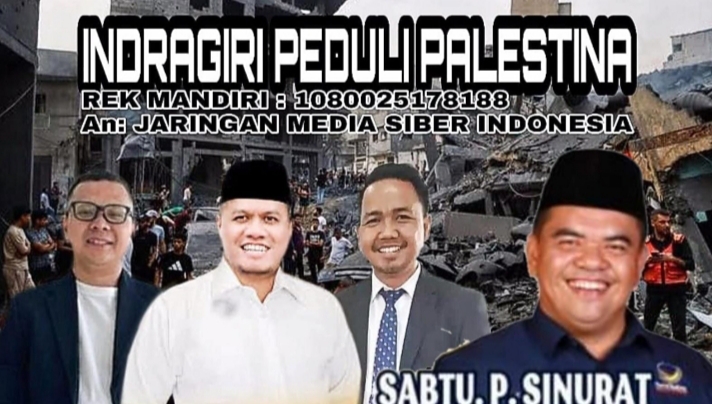 Caleg Nasdem sabtu p Sinurat, memberikan apresiasi kepada penggagas gerakan Indragiri peduli palestina