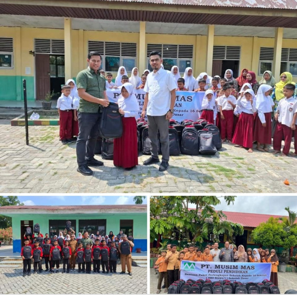 Wujud dukung pendidikan di Kabupaten Pelalawan, PT Musim Mas kembali salurkan paket perlengkapan sekolah di Desa Sekitar Perusahaan