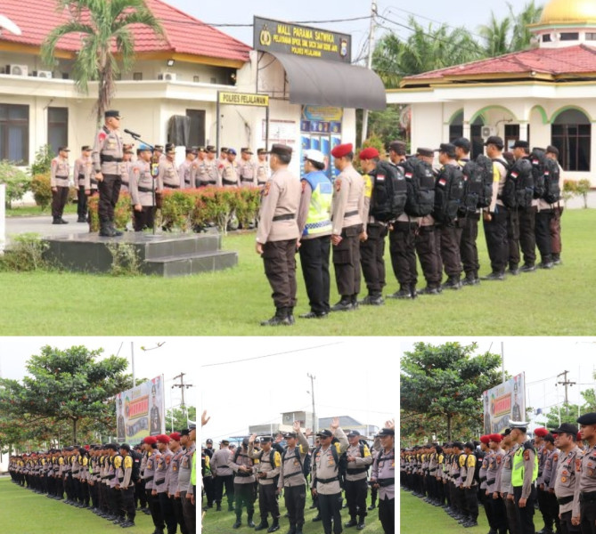 Kapolres Pelalawan Pimpin Apel pengecekan Petugas PAM Pemilu Serentak 2024