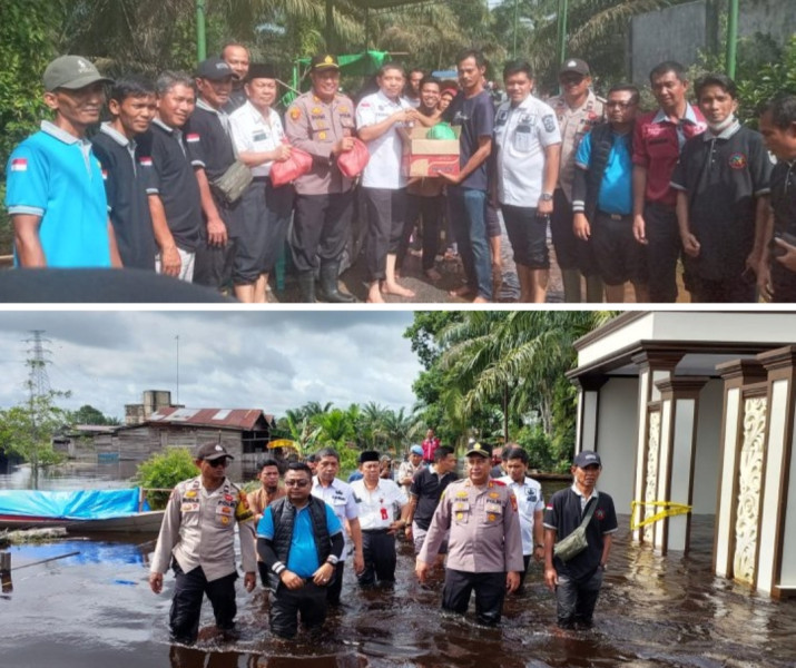 Di dampingi Kapolsek Pangkalan kerinci Forum RT, RW dan Kaling Pangkalan Kerinci Kota memberikan dukungan percepatan penanganan banjir