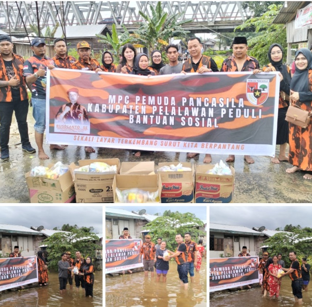 MPC Pemuda Pancasila Pelalawan Bantu Warga Terdampak Banjir Luapan Sungai Kampar
